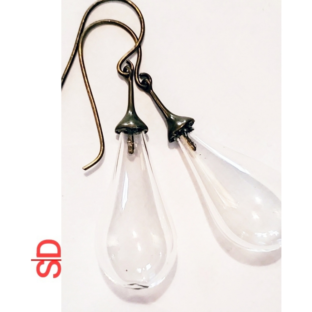 Handblown Glass Earrings- Bronze